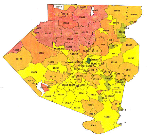 zip code map allegheny county Pennsylvania Radon Map Bucks County Radon Northampton County zip code map allegheny county